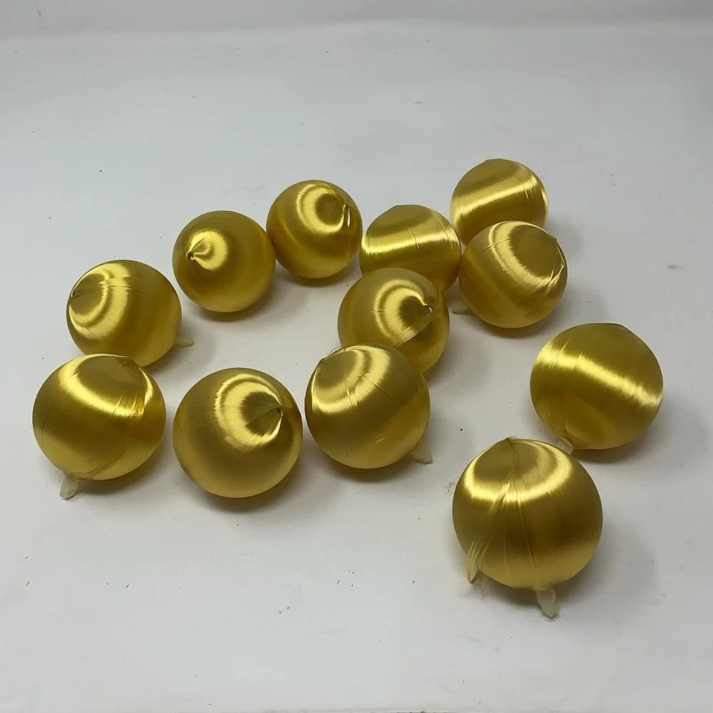 VTG‎ Essex Franke Gold Satin Unbreakable Christmas Ornaments 3 Boxes 12 Each USA